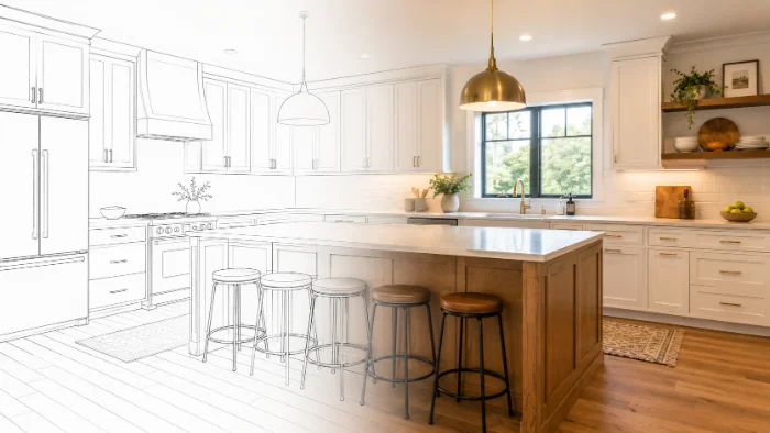 Finished custom kitchen cabinetry installed in a Cabford customer's home.