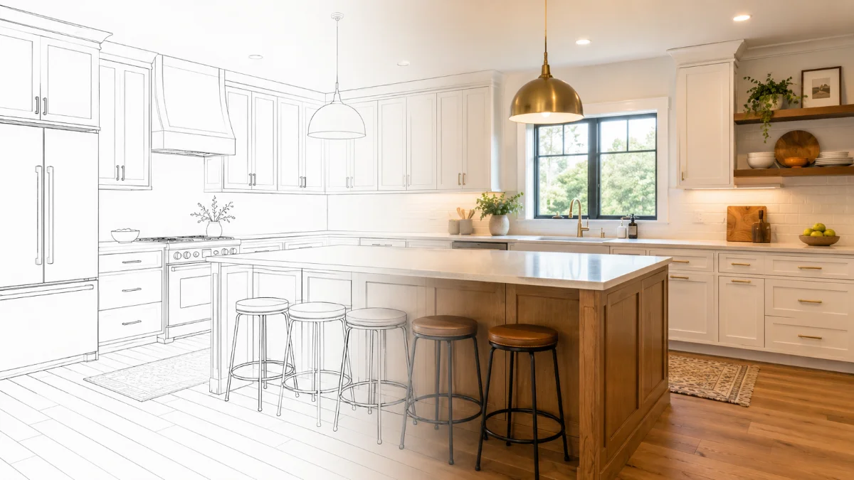 Finished custom kitchen cabinetry installed in a Cabford customer's home.
