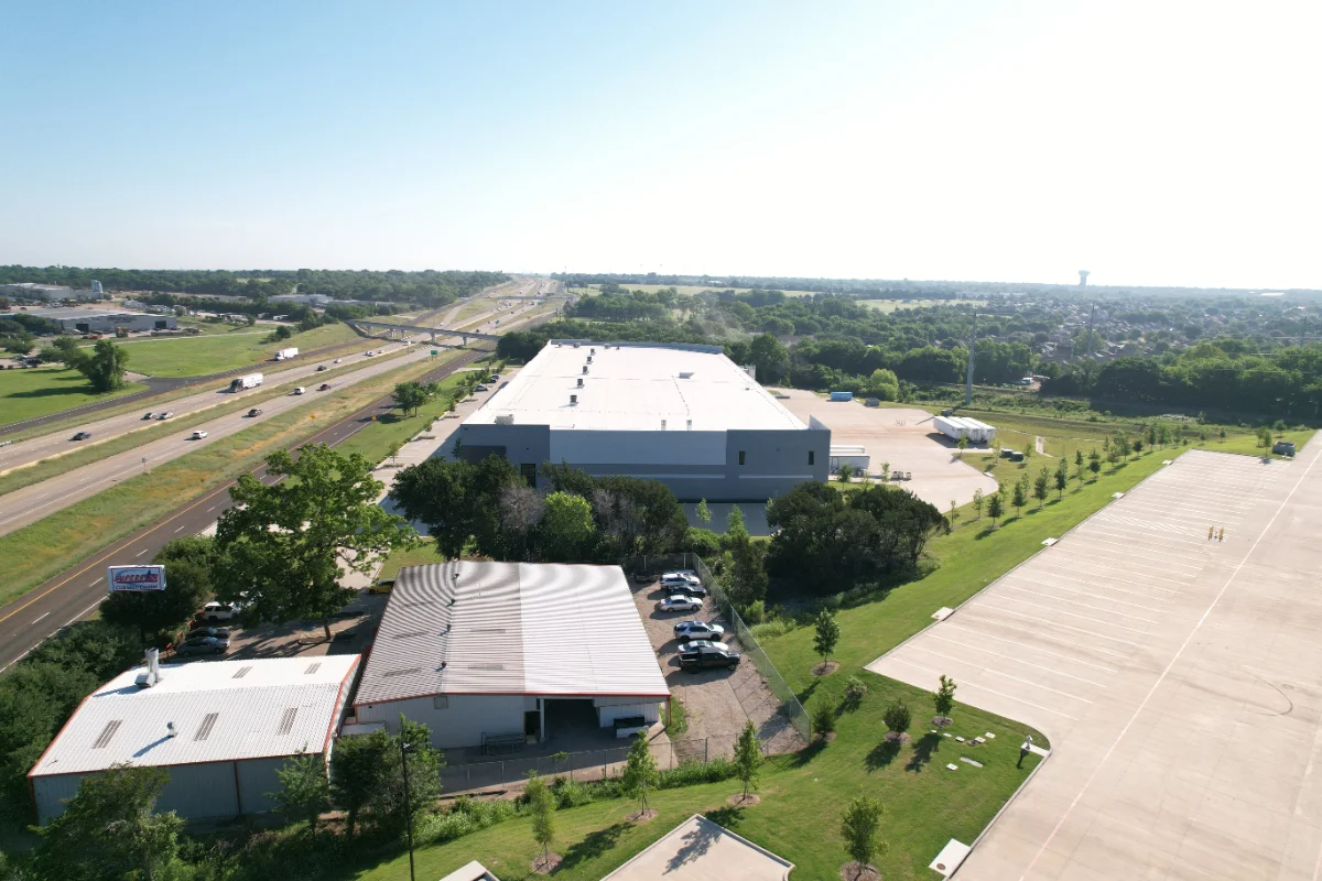 Aerial view of the 130,000-square-foot Dallas, Texas cabinet plant where Cabford cabinets are built