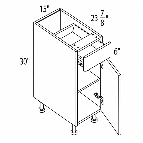 Melamine 15″ Single Door Base Cabinet