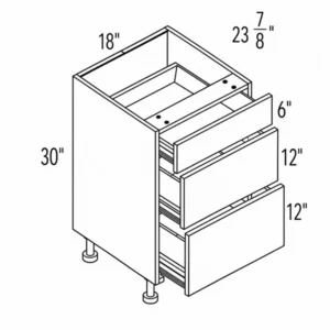 Melamine 18" Three Drawer Base Cabinet
