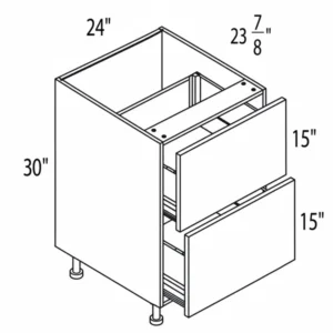 Melamine Shaker 24" Double Drawer Base Cabinet