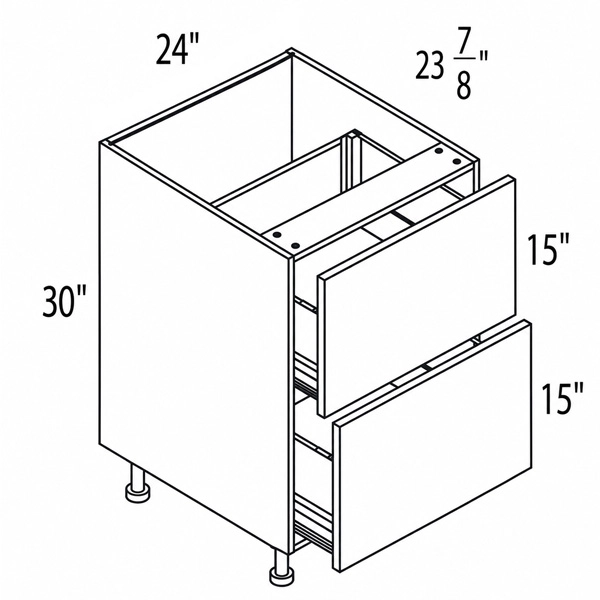 Lacquer Shaker 24″ Double Drawer Base Cabinet