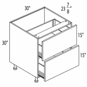 Melamine Shaker 30" Double Drawer Base Cabinet