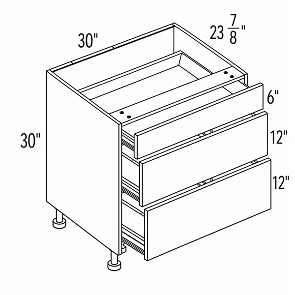 PET 30″ Three Drawer Base Cabinet