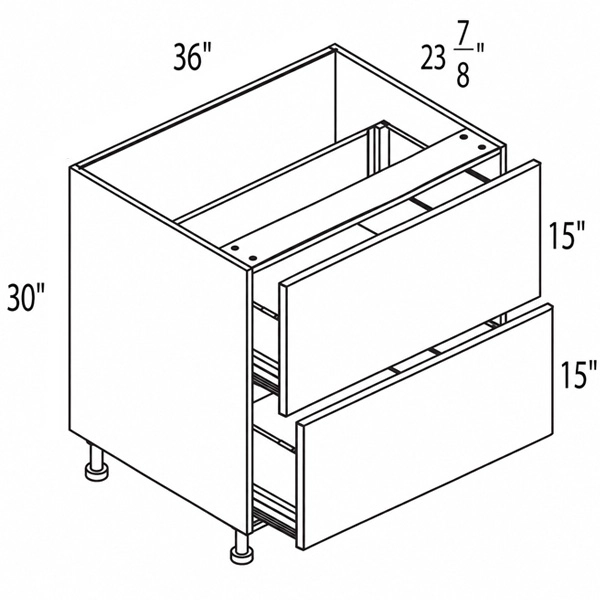 Melamine Shaker 36″ Double Drawer Base Cabinet