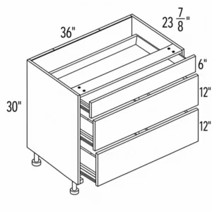 PET 36" Three Drawer Base Cabinet