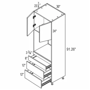Melamine Shaker 30″ Appliance Pantry 3 Drawers Tall Cabinet