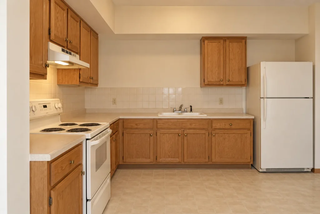 Before: Modern Slab Kitchen with an Island in Jersey City, New Jersey